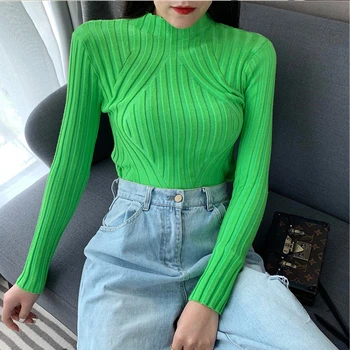 

Korean Fashion Turtleneck Sweater Women Pullover Autumn Solid Knitted Sweater Casual Female slim Winter knit sweater women SW29