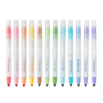 

12pcs Gift Art Marker Magic Plastic Painting Office School Journal Diary Color Changing Assorted Highlighter Pen DIY Students
