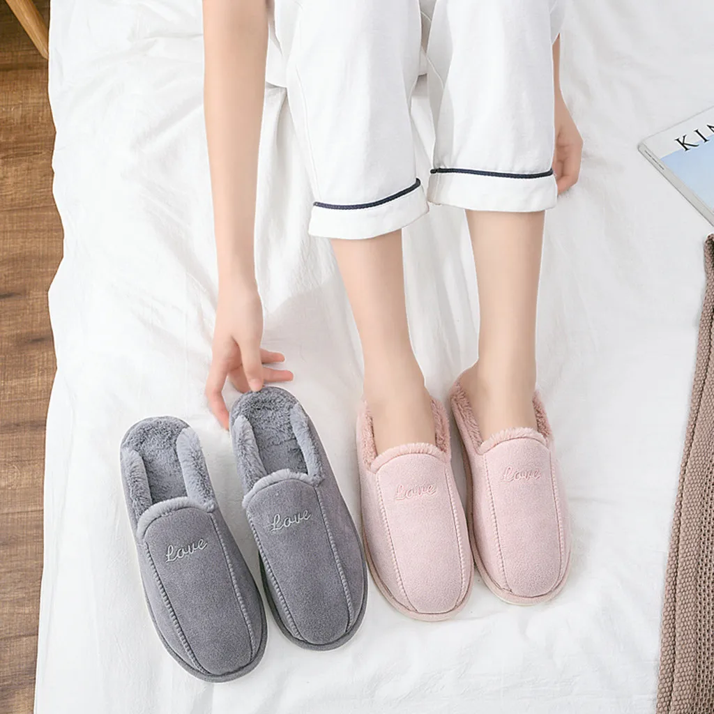 

Warm Slippers Women's Mens Couples Winter Warm Floor Home Slippers Loafer Indoor Bedroom Shoes Chaussures Femme Pantoufles Femme