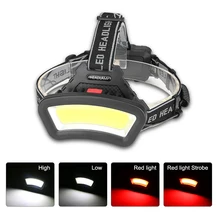 

Soft Lamp LED Headsamp with COB Super Bright Headlight 4 Modes Waterproof Camping Lights with Red+White Flash