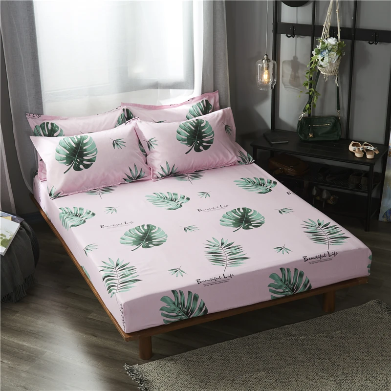 66 New Product 1pcs 100%Polyester Printed Solid Fitted Sheet Mattress Cover Four Corners With Elastic Band Bed Sheet