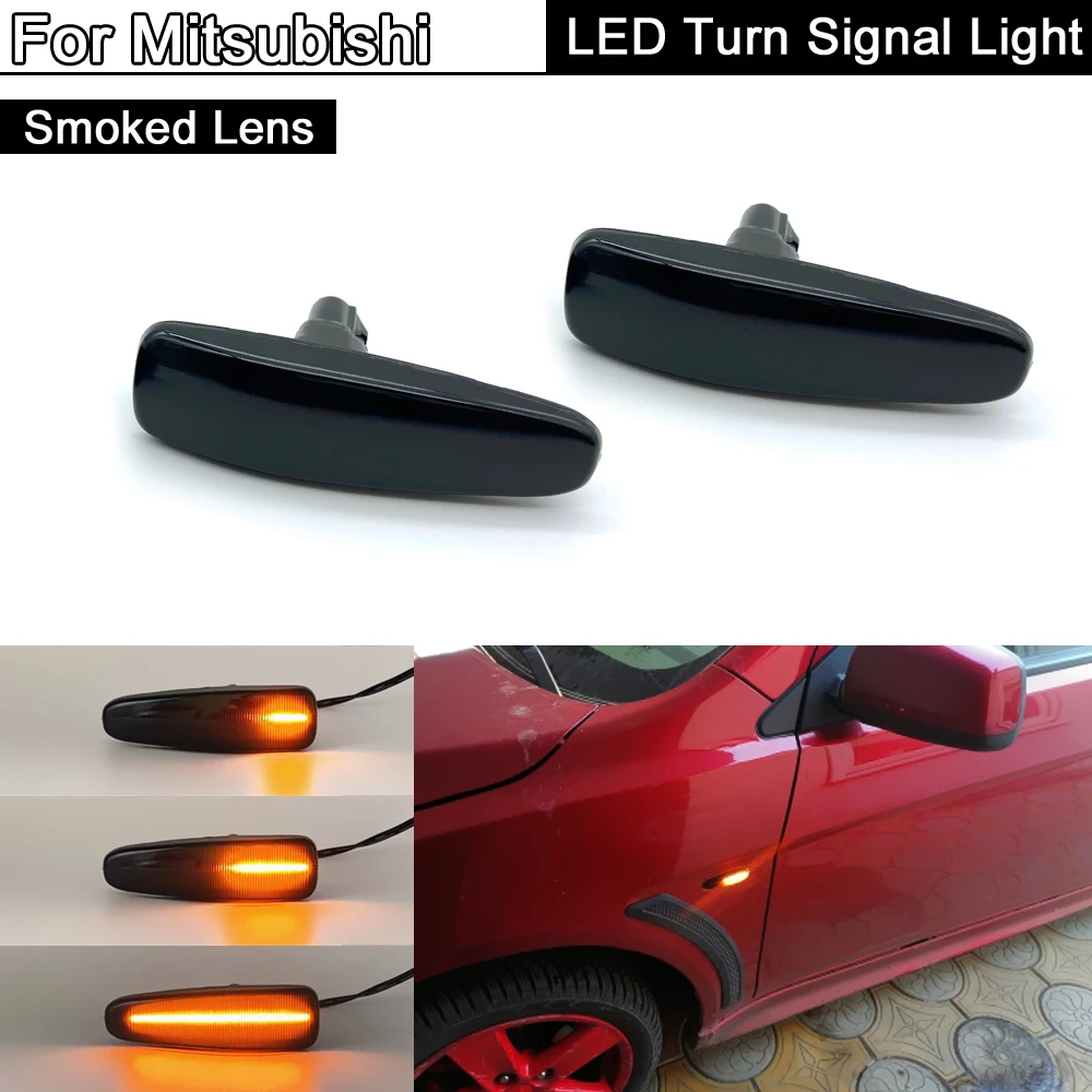 

2 шт. дымчатые с двумя объективами Автомобильный передний светодиодный, боковой, габаритный фонарь Янтарный Поворотная сигнальная лампа для Защитные чехлы для сидений, сшитые специально для Mitsubishi Lancer VIII Sportback Outlander Mirage