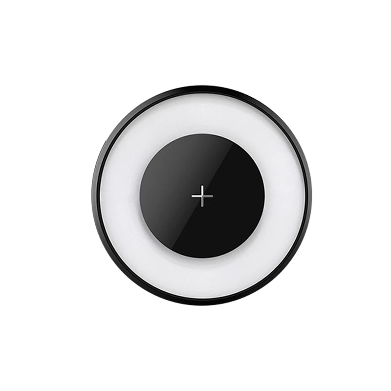 Черный LED 10W Qi Wireless Charger For IPhone X Xs MAX XR 8 Fast Charging Wireless For Samsung Xiaomi Huawei USB Phone Charger Pad - Цвет: Черный