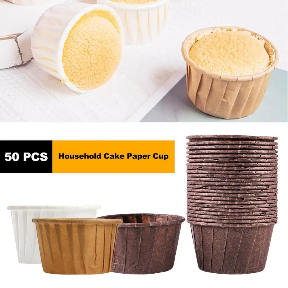 

50 Pcs Baking Paper Cups Golden Cupcake Wrappers Liner Case Round Forms Cup Cake Mold Box For Baking Tools Birthday Party