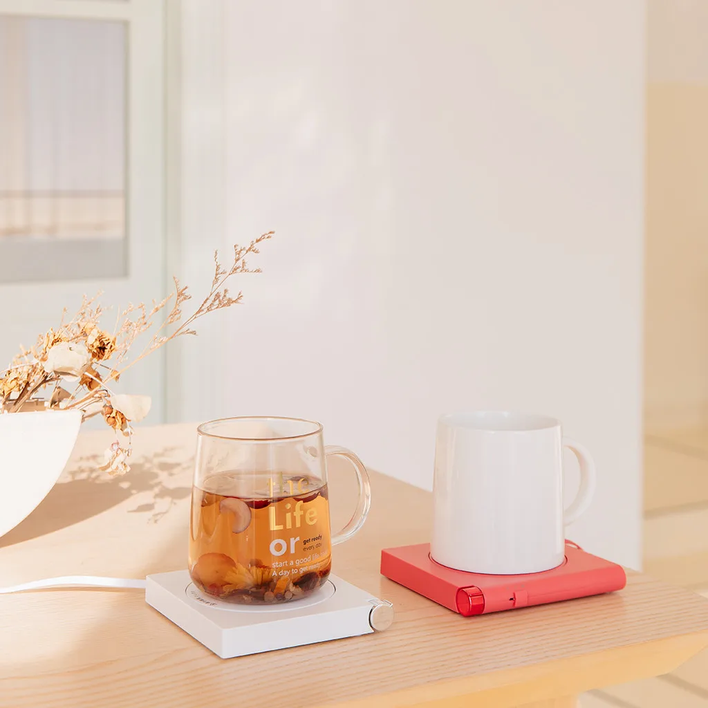 Creative USB Warm Cup Mat Thermostat Heating Device Warmer Pad Mat Electric heating coaster insulation coaster Button mode 70℃