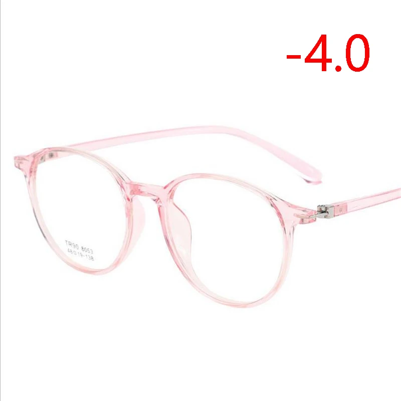TR90 прозрачные круглые близорукие очки для женщин 1,56 асферические линзы очки по рецепту для мужчин диоптрий 0-0,5-1,0 до-4,0 - Цвет оправы: Myopia 400