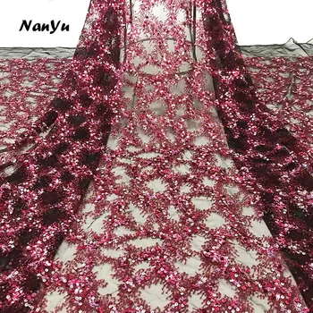 

2019 Factory Sale Quality Lace Fabric 100% Polyester Fashion Spangle Sequin Embroidered Fabric