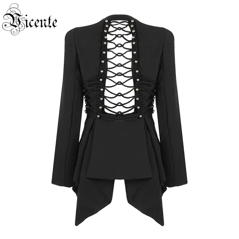 Новое поступление черное пальто VC на пуговицах с длинными рукавами