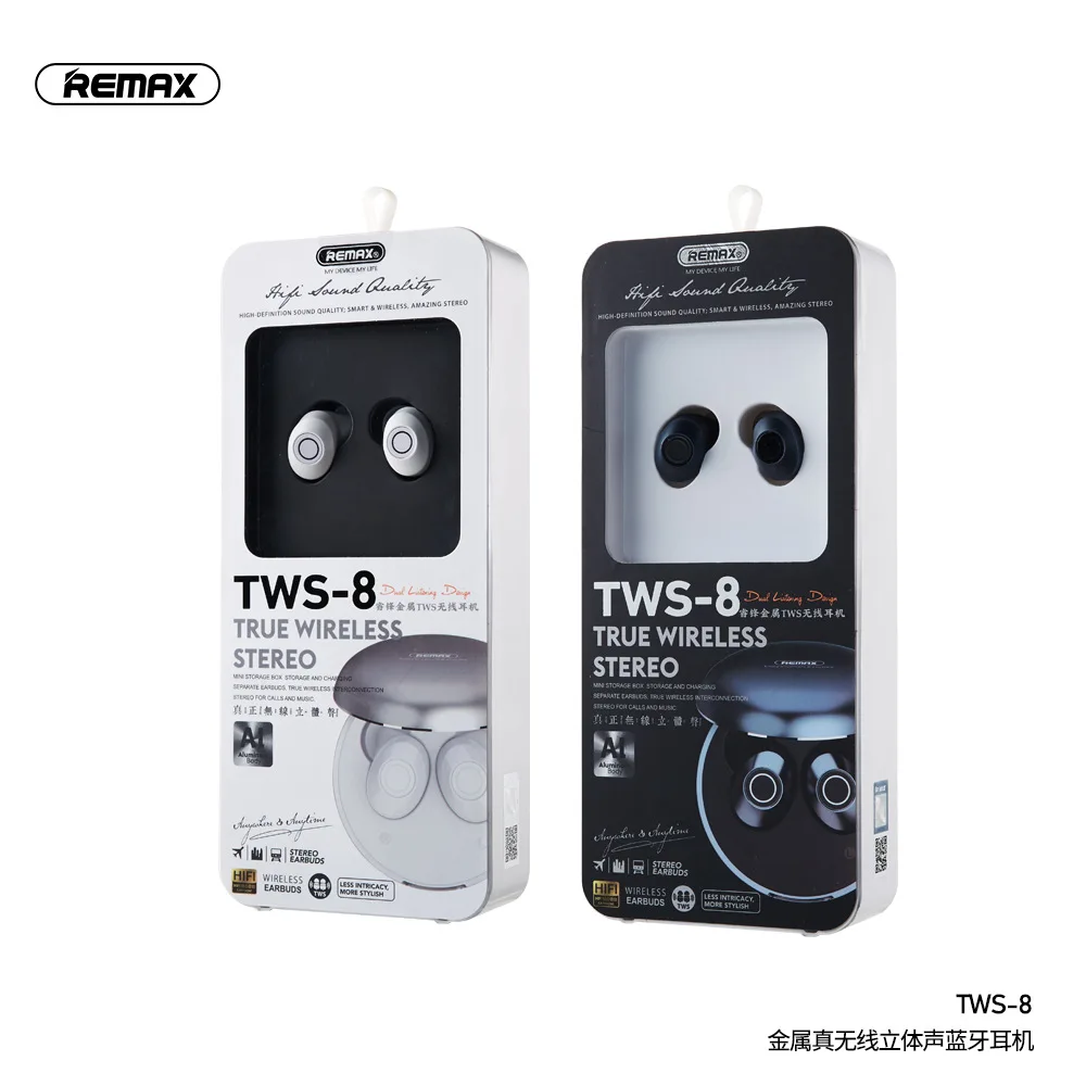 New Remax tws-8 metal true wireless stereo Bluetooth 5.0 headset with microphone HD call music sports headset
