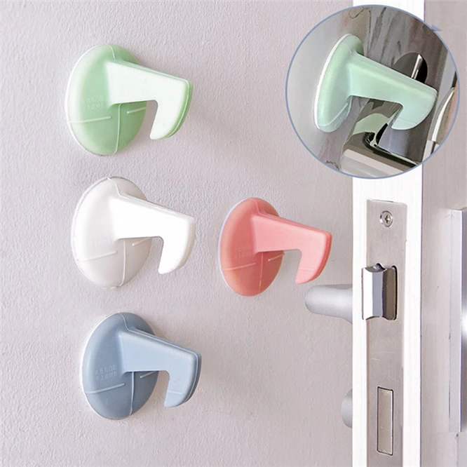 

2Pcs Silicone door stopper bumper Anti-collision stickers Doorknob Crash Pad with hook Wall Protector Kitchen Bath hanger