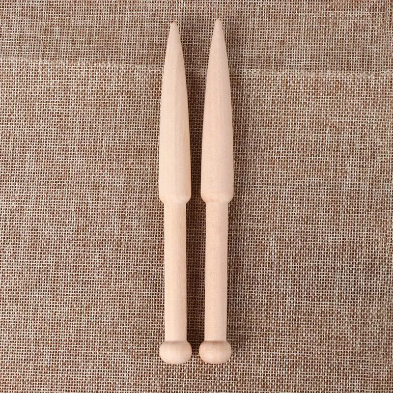 2Pc Diy Weaving Tool Wood Woven Sweater Scarf Tapestry Bobbin Stick Single Head Solid Crochet Hook Diy Loom Tools