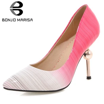

BONJOMARISA Brand Female Fashion Pumps Pointed Toe Slip On Shallow High Heel Pumps Women Leisure Office Casual Shoes Woman