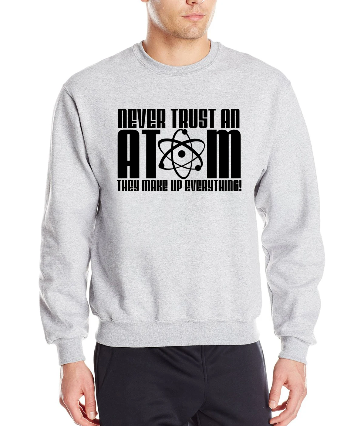 Мужская толстовка в стиле хип хоп Never Trust an Atom весенне зимний спортивный костюм