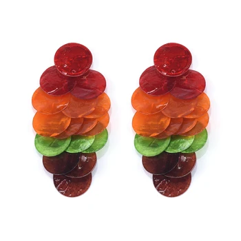 

2020 Colorful Scale Shape Maxi Drop Earring ZA Lady Elegant Handmade Long Dangle Jewelry For Women Accessories Wholesale