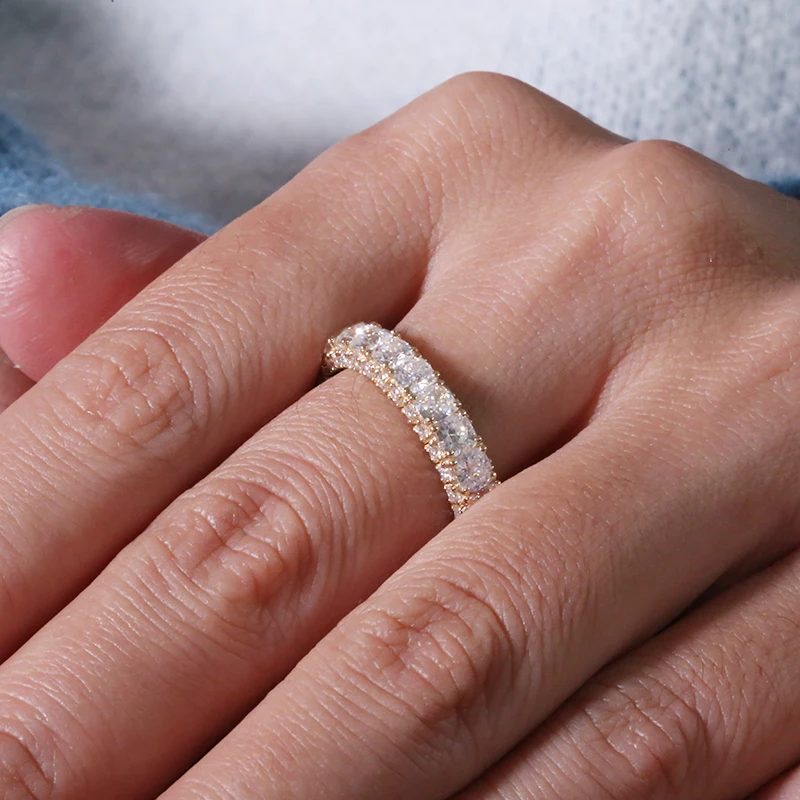 AEAW Solid 14K БЕЛОЕ ЗОЛОТО 3 мм 0.1ct Подушка огранка Муассанит развлечения Полный алмаз группа DF цвет для женщин