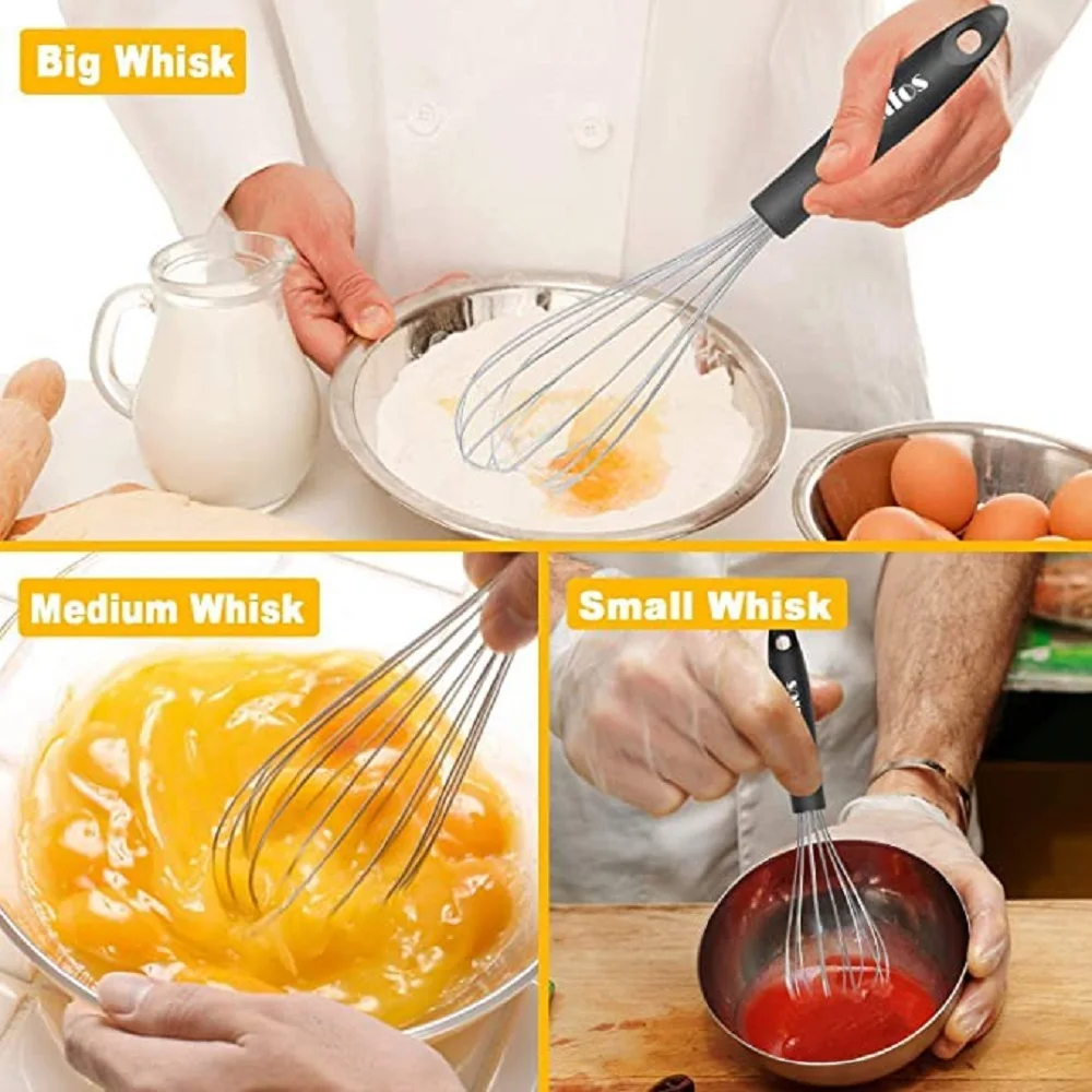 WALFOS Silicone Whisk Stainless Steel Non Stick Egg Beater Hand Milk Mixer  Cream Blender Coffee Foamer Stirrer Kitchen Gadgets - AliExpress