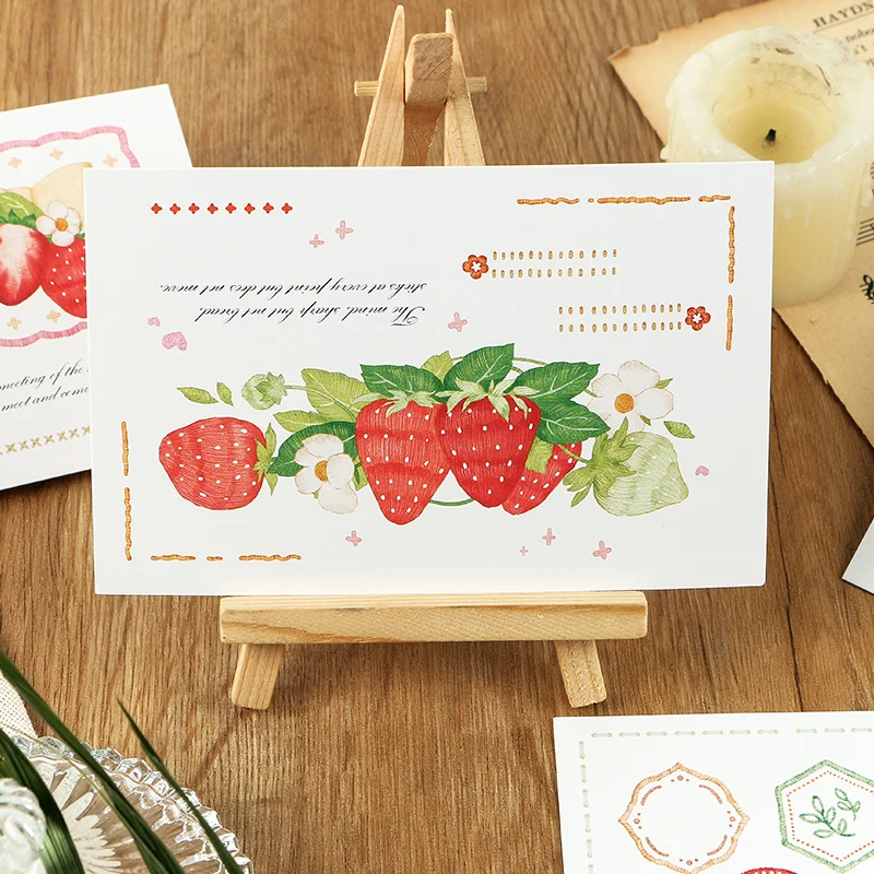 30 Sheets/Set Novelty Embroidery Forest Series Postcard Strawberry Mushroom Greeting Cards Birthday Gift Cards