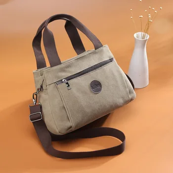 

casual women's bag canvas ladies shoulder shoulder messenger bag female large capacity multi compartment canvas bag