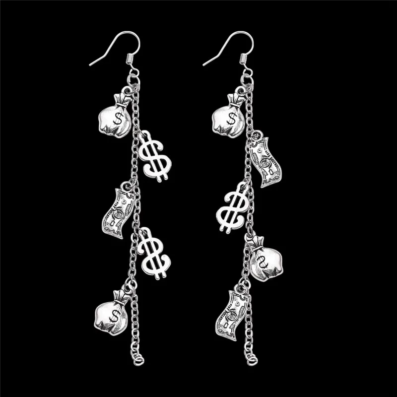 

Antique Sliver 100 Dollar Bill Money Currency Pattern Dangle Earrings For Women Exquisite Earrings Jewelry