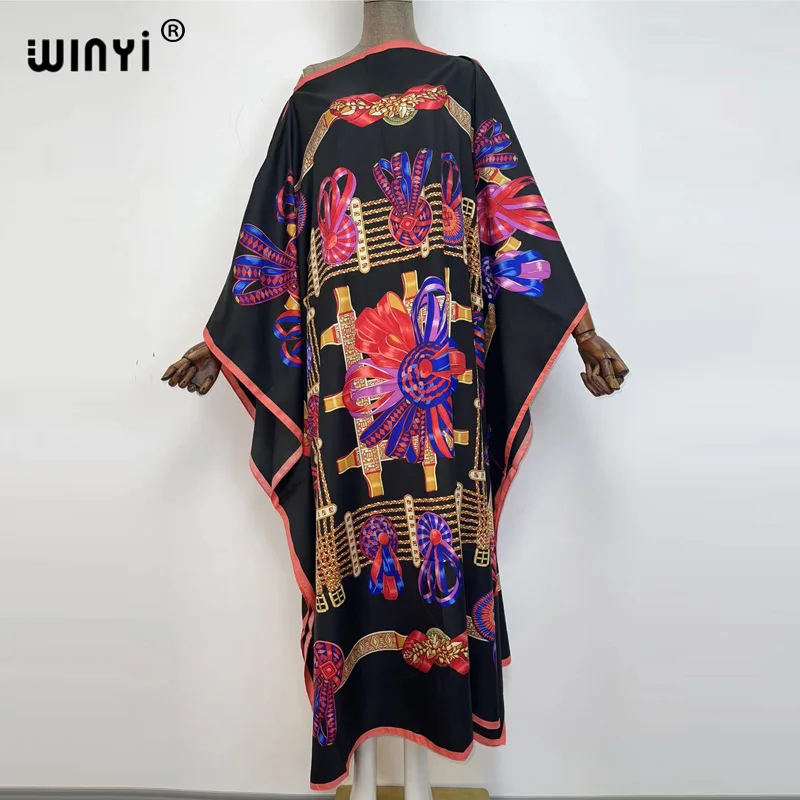 

Africa Fashion Blogger Recommend Popular printed Silk Kaftan Maxi dresses Loose Summer Beach Bohemian kaftan long dress for lady