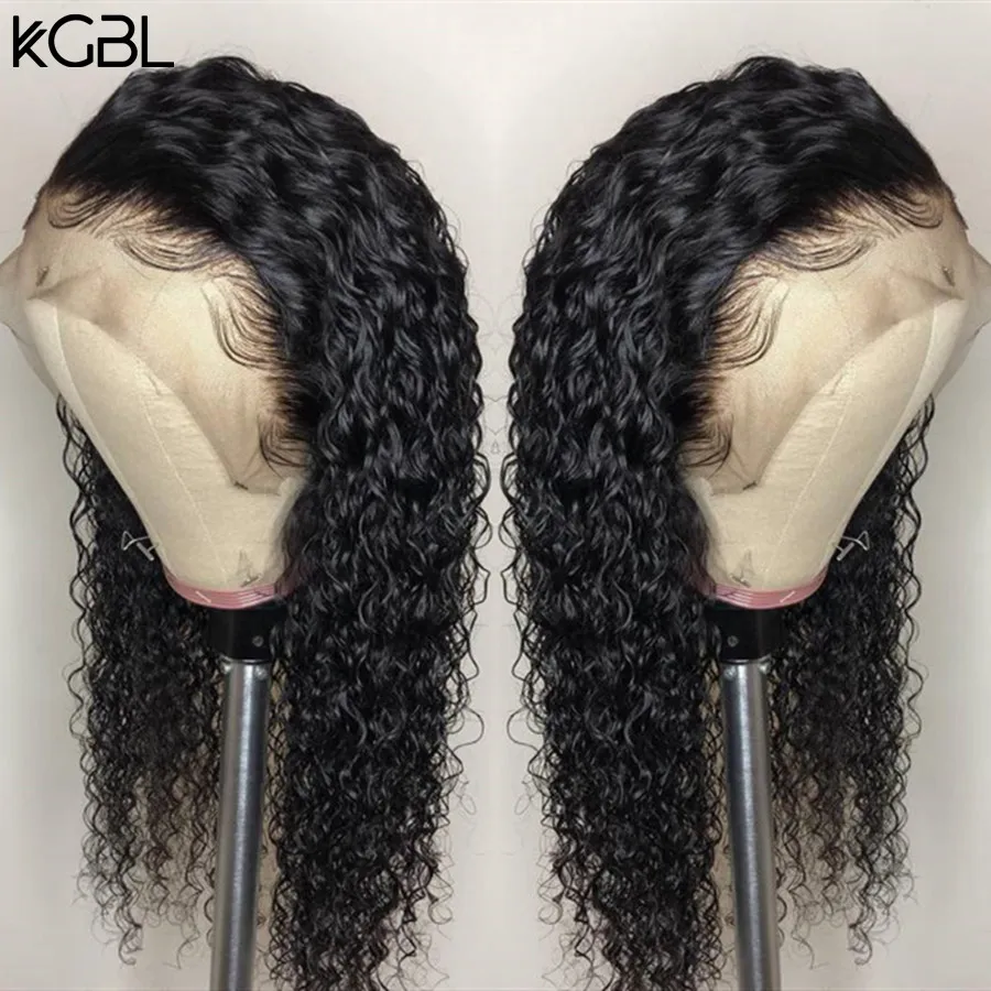 KGBL кудрявые 13*4 Кружева переднее среднее соотношение 8 ”-24” не-Remy человеческие