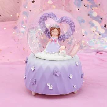 

Creative Princess Snow Globe Crystal Ball Rotating Music Box Christmas Decoration For Home Home Decoration Accssories