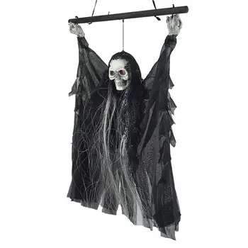 

Halloween Skeleton Ghost Pendant Light Voice-Controlled LED Shine Scream Hanging Ghost Lights for Bar Party Decoration