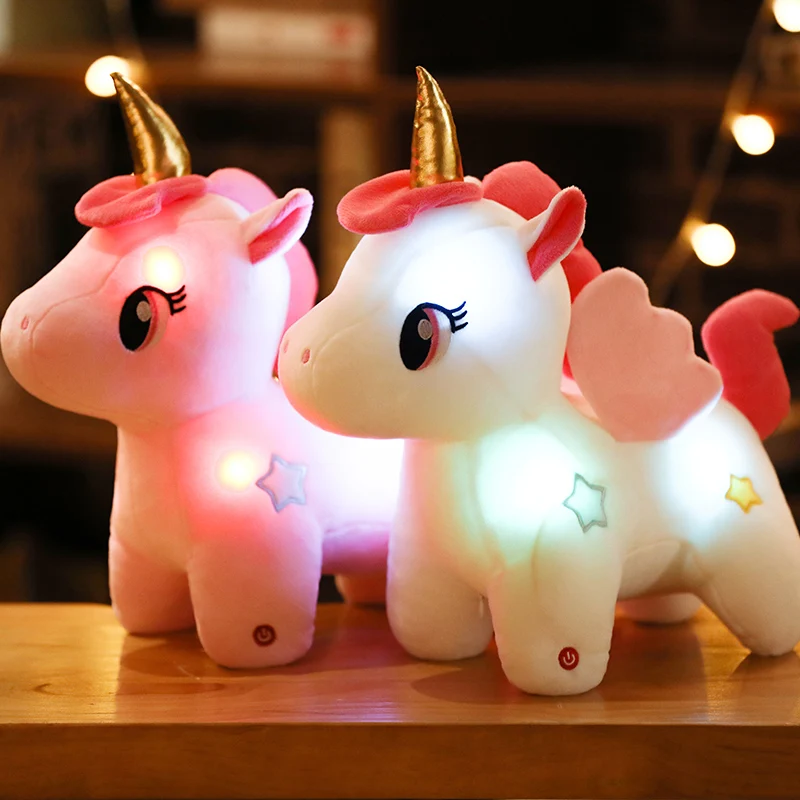 36-42cm Led Light Unicorn Plush Toys Girl Cute Pillow Stuffed Animals Plush  Luminous Unicorn Light-up Dolls for Baby Kids Gift