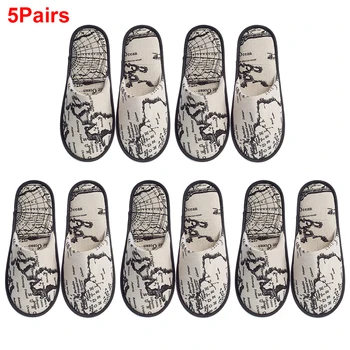 

Man Women Bathroom Disposable Slipper Hotel Guest Practical Party Map Print Portable Travel Non Slip Children Closed Toe Spa