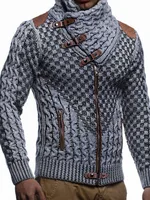 2021 Autumn and Winter New Men's Zipper Turtleneck Cardigan Long Sleeve Sweater 1