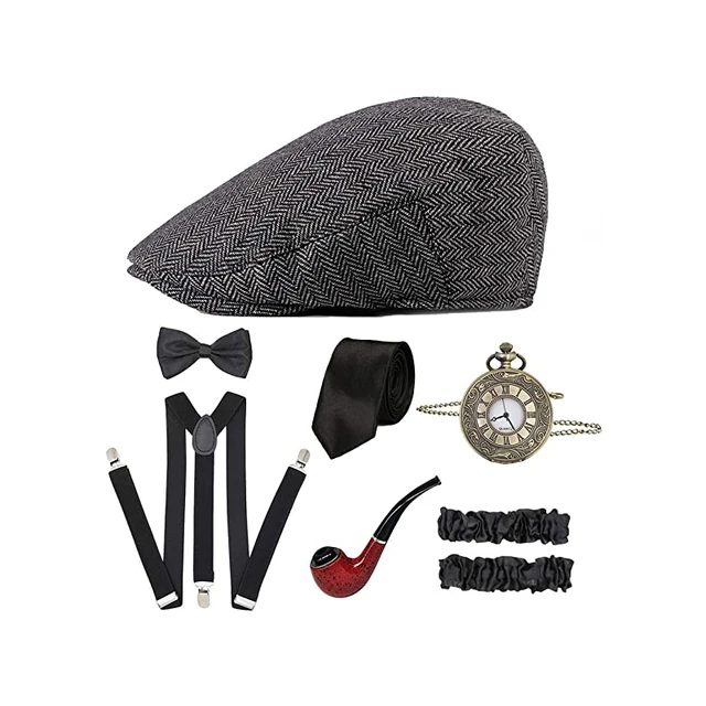 1920s Adult Men Great Gatsby Flapper Accessories Gangster Peaky Cap  Blinders Fancy Halloween Cosplay Costume Roaring 20s 30 Cos - AliExpress