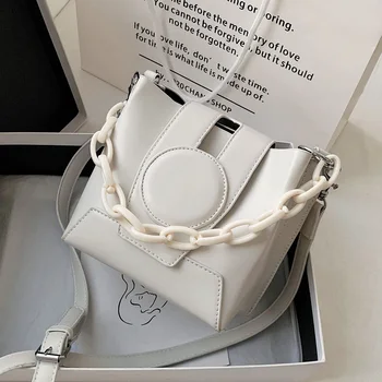 

JinMantangMini PU Leather Bucket Bags For Women 2020 Luxury Thick Chain Crossbody Shoulder Handbags Female Travel Cross Body Bag