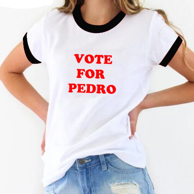 Футболка с надписью «Vote For Pedro», футболка унисекс из хлопка, большие размеры, топы с круглым вырезом и короткими рукавами, крутой Графический стакан, футболки