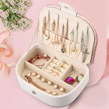 

Large Capacity Jewelry Organizer Box Creative Portable Lovely Fashion Jewelry Box Earrings Box Jewelry Display Storage