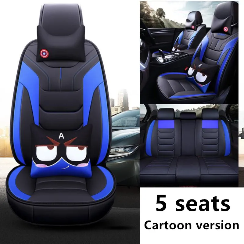 Высокое качество, чехол для сиденья автомобиля из искусственной кожи для Chevrolet Aveo Sonic Lova T250 T300(передняя+ задняя), подушка на 5 сидений - Название цвета: Cartoon version