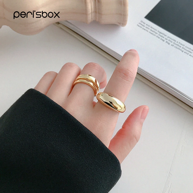 Peri'sBox 925 Серебряное геометрическое кольцо с куполом асимметричное классическое смелое Золотое кольцо уникальное массивное кольцо ювелирные изделия в стиле минимализма