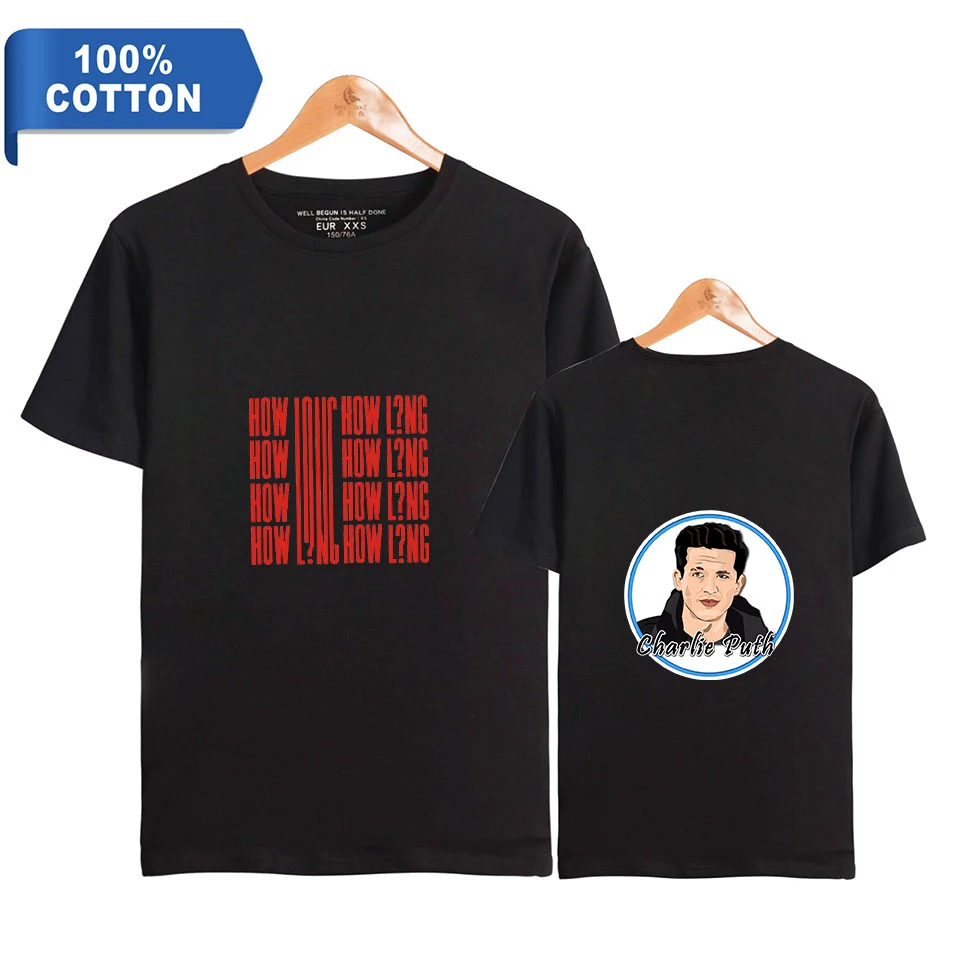 Charlie Puth Concert 2019 T Shirt 100% cotton Black stranger things