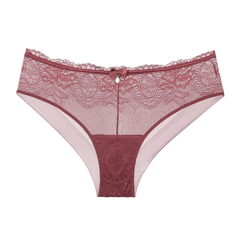 Женские кружевные трусики Lilymoda 3 шт. бесшовные с цветочным рисунком и стразами