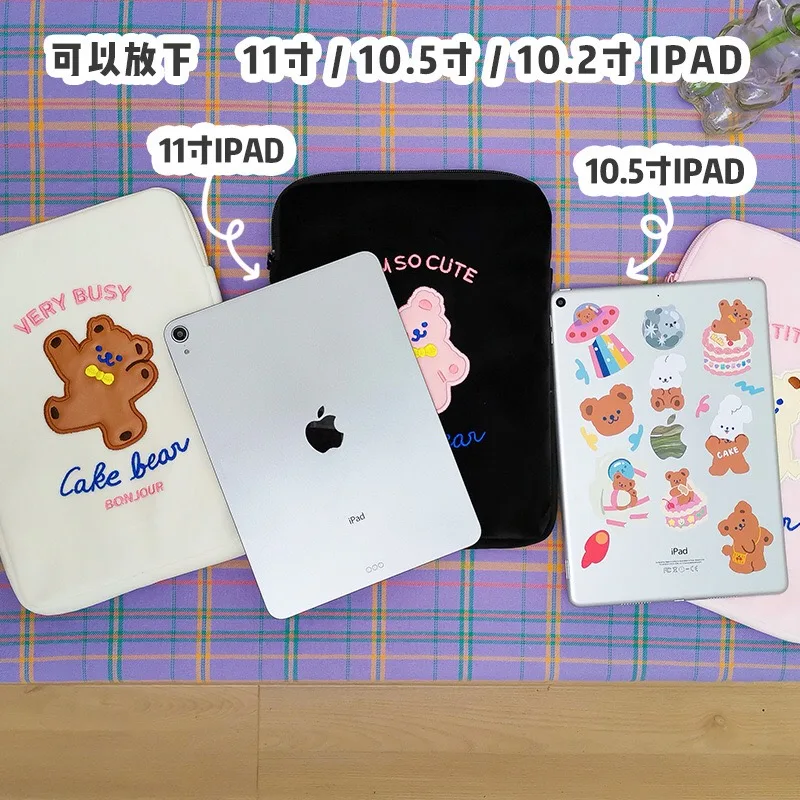 

Korea Girl Bentoy Ins Cartoon Bear Tablet iPad Case Handbag For 10.5" 11 inch Apple iPad Pro Samsung Ipad Book Organizer Bag