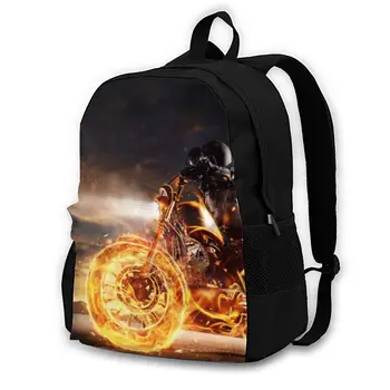 

School Backpack for TeenagesBackpack Leisure Rucksacks TravelMotorbiker Staying On Motorcycle Sunset Light daypa
