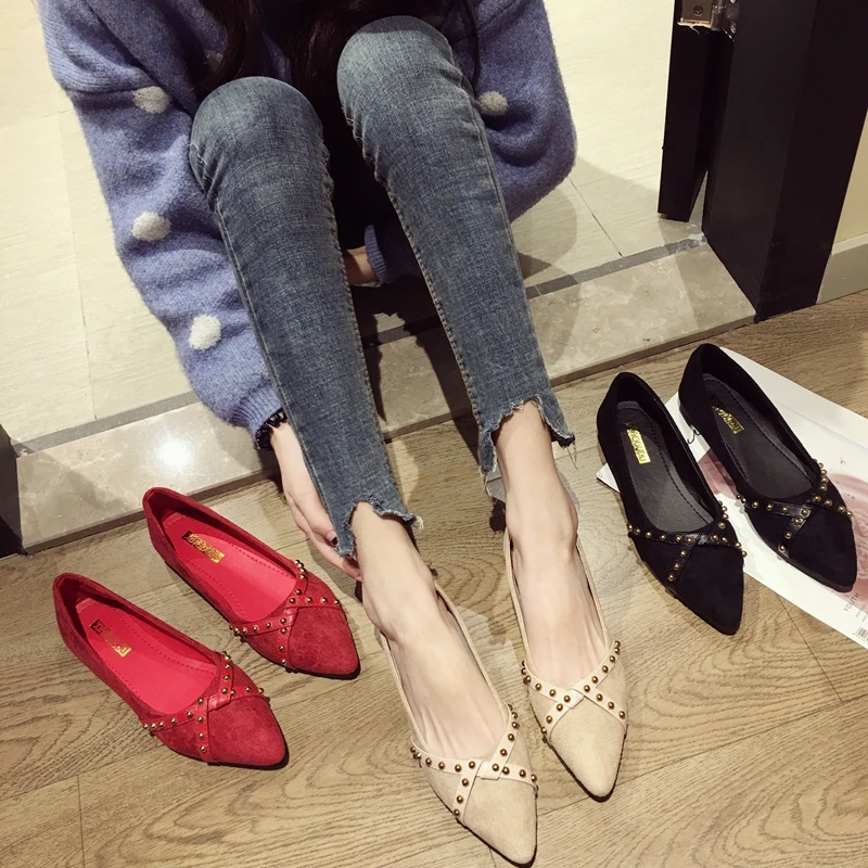 

EOEODOIT Pointed Toe Flat Heel Shoes Women Autumn New Arrival Slip on Pointed Toe Flats Female Casual Weekends Loafers