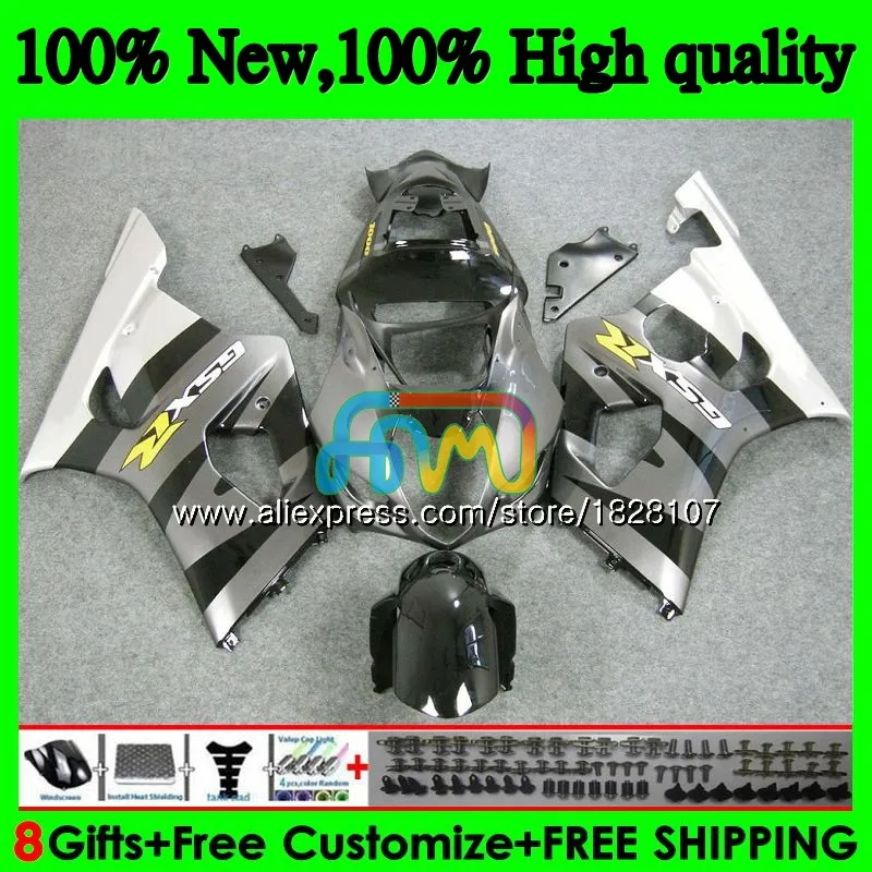Корпус для SUZUKI GSXR-1000 GSXR1000 03 04 41BS. 98 1000CC GSX-R1000 GSX R1000 03 04 черный серебристый K3 GSXR 1000 CC 2003 2004 Обтекатель