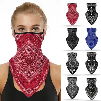 

1pc Printed Breathable Triangle Scarf With Mask For Men And Women Washable Summer Sun Protection Dustproof Riding Shawl Masks