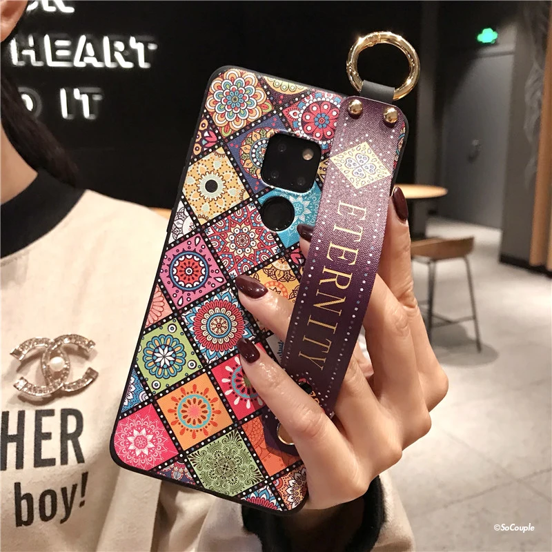 SoCouple Wrist Strap Soft TPU Phone Case For Huawei Mate 10 20 Pro P10 plus P20 Pro Lite Nova 3 3i 2s Flower Holder Case Cover (3)