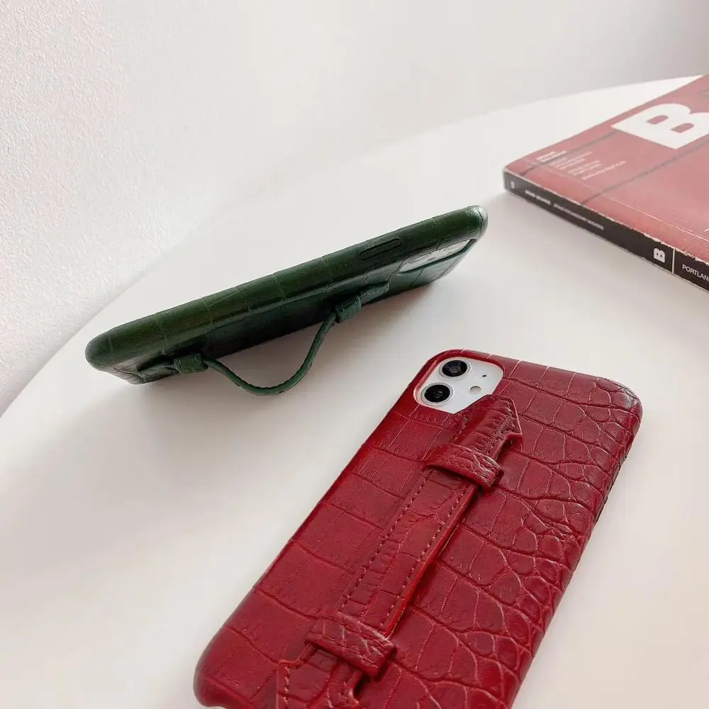 Модный кожаный чехол для телефона iPhone X XS Max XR 7 8 6 6S Plus с ремешком под крокодиловую