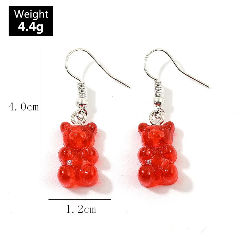 Animal Gummy Bear Earrings Creative Gradient Glitter Colorful Minimalism Cartoon Female Ear Hooks Danglers Jewelry Kids Gift