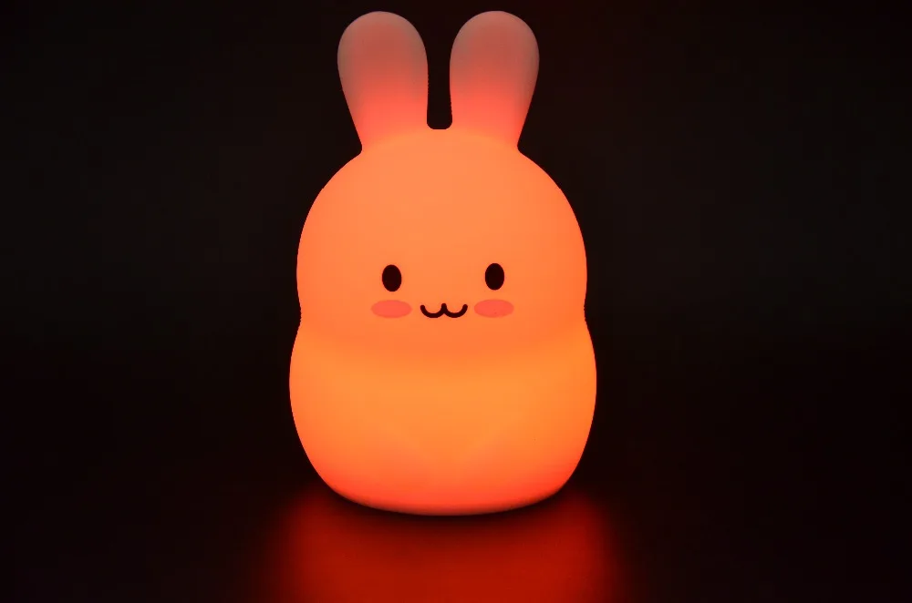 Cute Cartoon Rabbit LED Night Light Rechargeable Touch Sensor Remote Control Colorful Silicone Bedroom Table Lamp for Kids Baby (30)