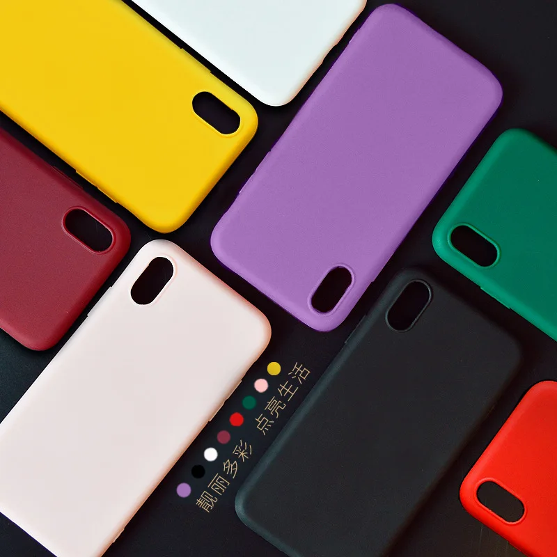 HTMOTXY Luxury Solid Color Shockproof Silicone Phone Cover Funda For iphone XR X XS Max 7 8 6 6S Plus 11 Pro Case Matte TPU |