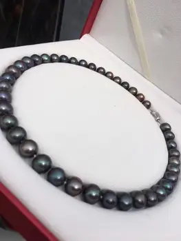 

D302 Fine Jewelry Nature Fresh Water Peacock Green Pearls Necklaces Pearl 10-11mm for Women Fine Pearls Necklaces