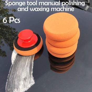 

newPortable Car Wax Applicator Pad Microfiber Sponge Grip Handle 6Pcs/Set Car Wax Wash Polish Pad Sponge Cleaning Foam Kit
